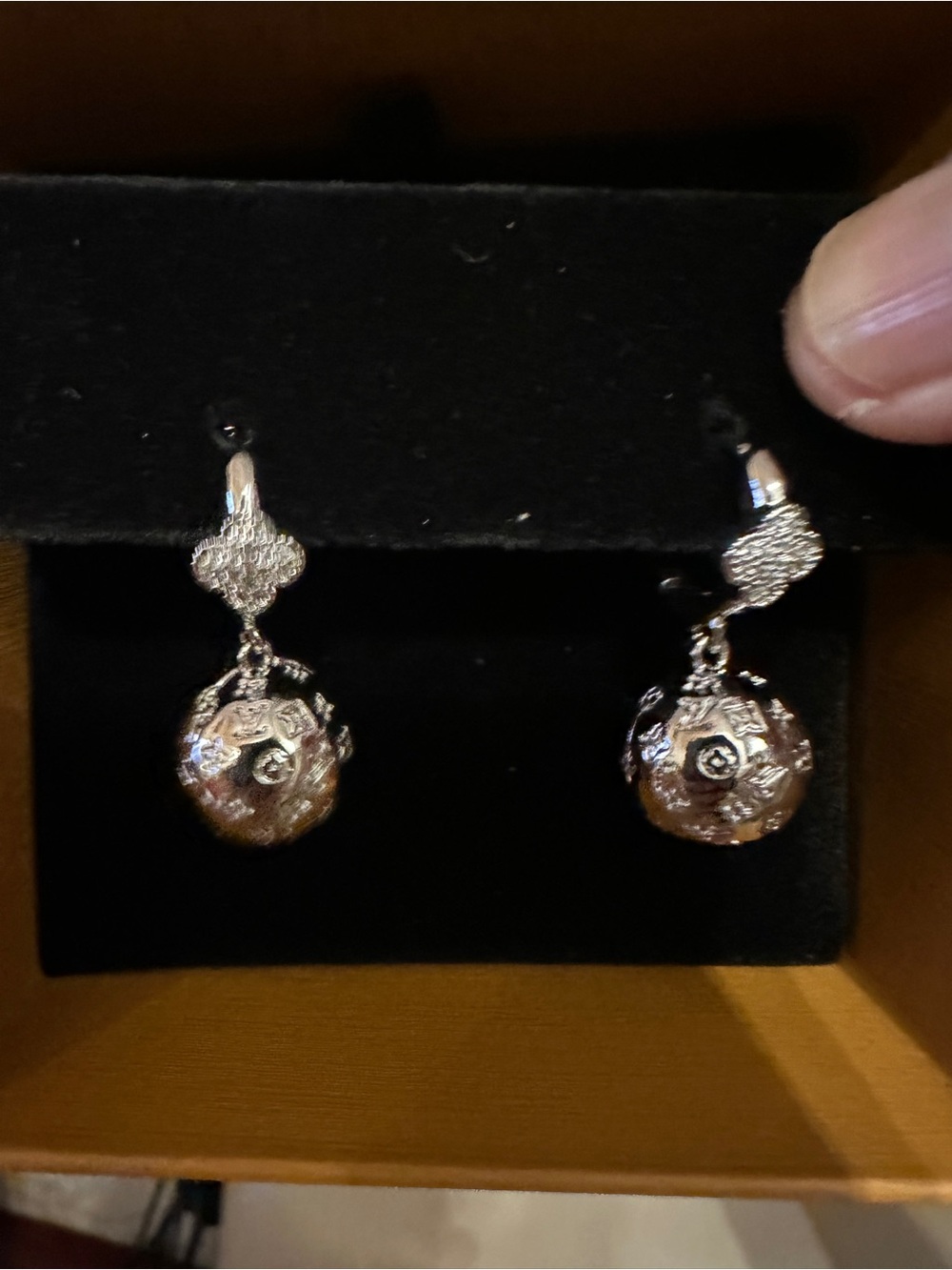 Elegant Silver Drop Earrings with Rose Motif - Silver